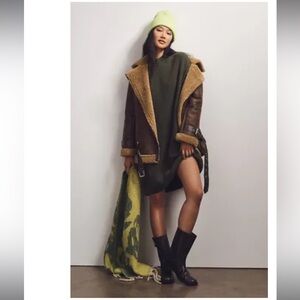 Maeve Long-Sleeve Mock-Neck Tie-Waist Mini Dress
Size: S